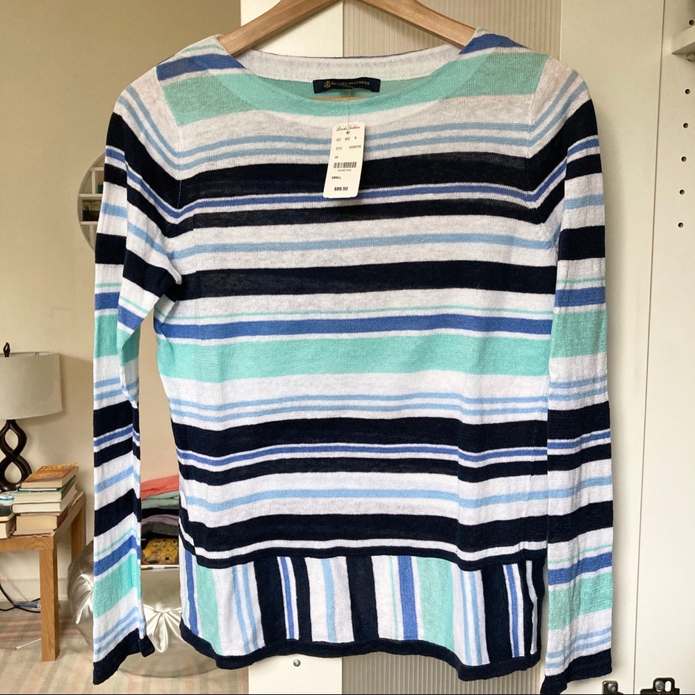 NEW brooks brothers linen top striped